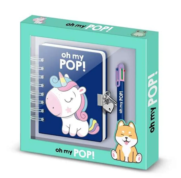 Spiral Notebook with Pen Oh My Pop! Multicolour 24 x 23 x 2,5 cm A5