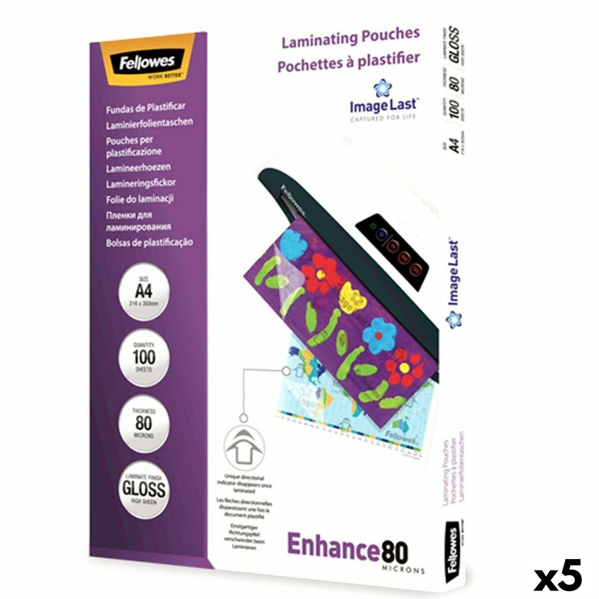 Laminating Pouches Fellowes 100 Pieces Transparent A4 (5 Units)